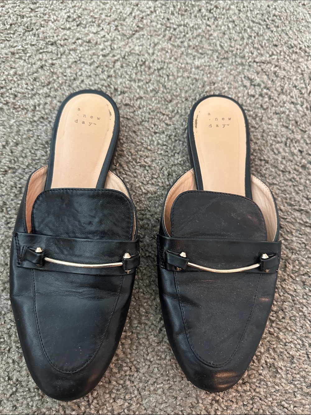 a new day Target  Black Slip-On Mule Loafers with Gold Accent